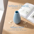 thumbnail image 4 of Unique Bargains Small Ceramic Matte Ribbed Flower Vase Blue 2.4"L x 2.4"W x 5.1"H, 4 of 6