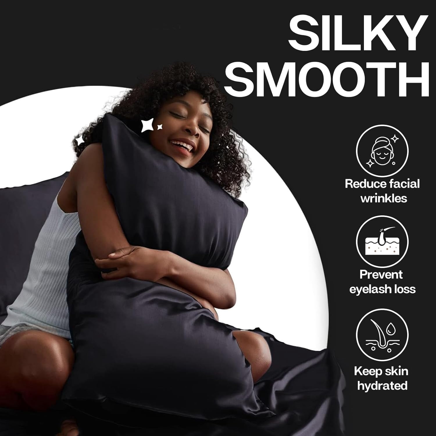 Satin Pillowcase for Hair and Skin, Silk 2 Pack, Queen Size Pillow Cases Set of 2, Silky Cover with Envelope Closure (20x30, )