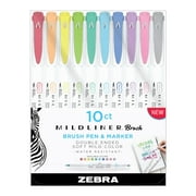 Zebra Mildliner Double Ended Brush Set, Fine and Broad Pen Tips, Multi-Color, 10 Pack