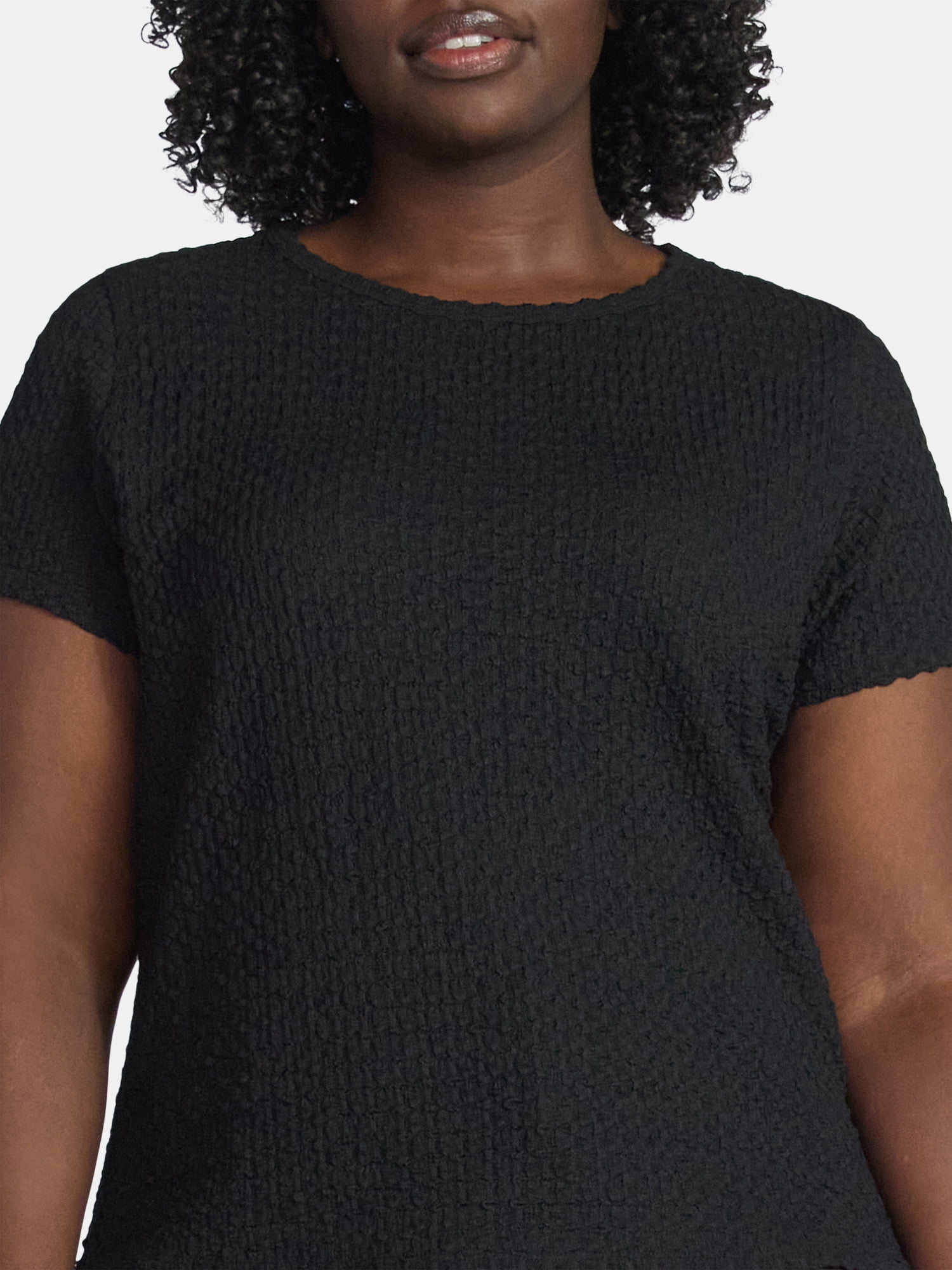 Terra & Sky Women's Plus Short Sleeve Pucker Knit Top, Sizes 0X-5X