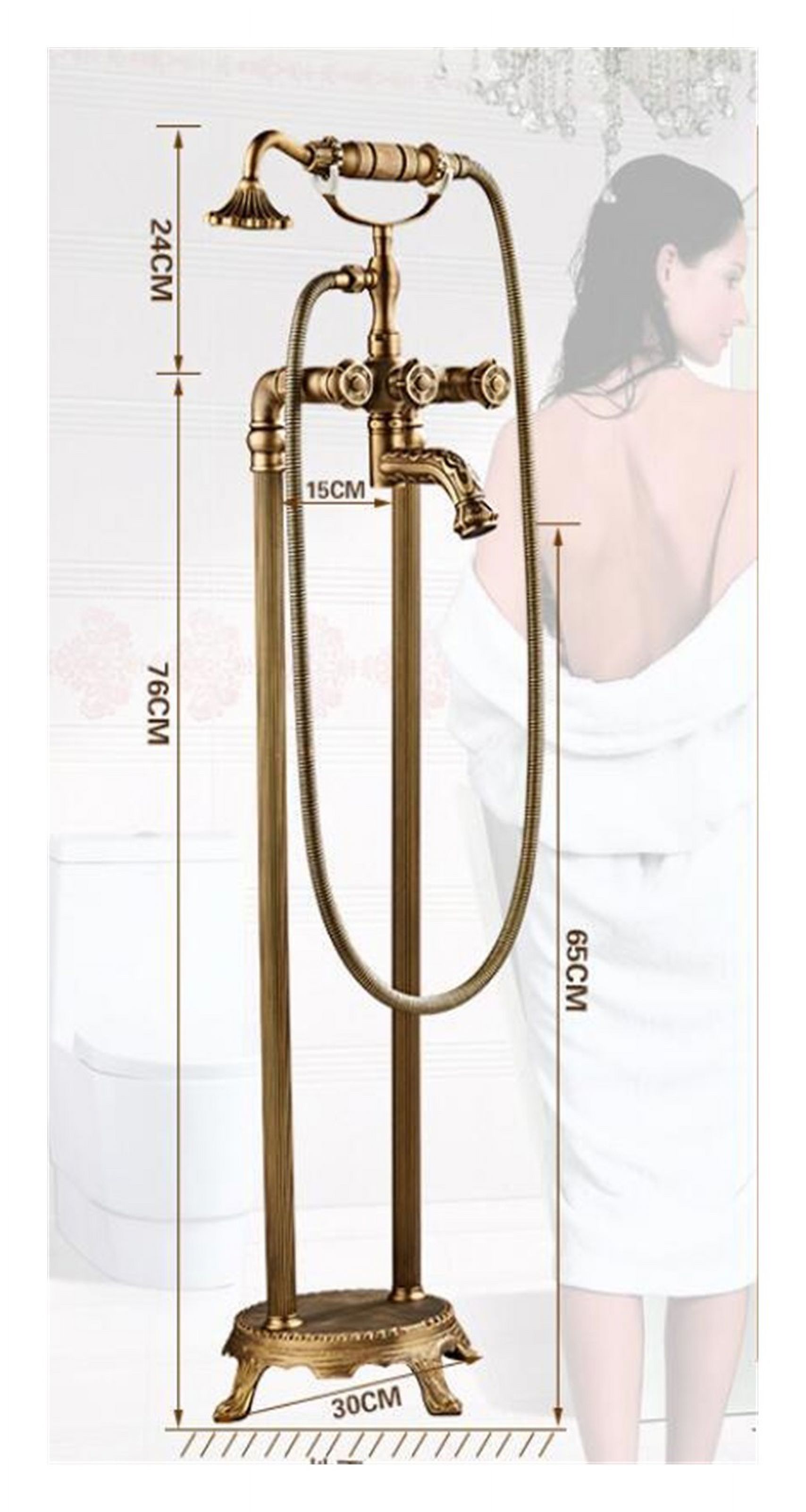 Free standing Carved Bathtub Faucet Tub Filler Fashion Antique Brass Floor Mount with Hand shower Bathtub Mixer Taps ,Easy to Use