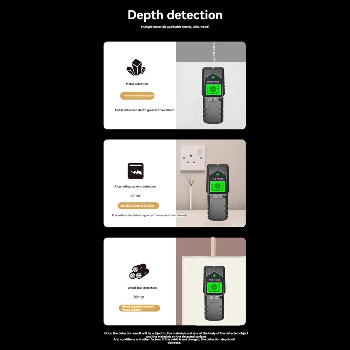 Stud Finder Wall Scanner 6 in 1 Stud Detector, Physical Nail Finding Wall Detector for Wood Metal and AC Wire Silver