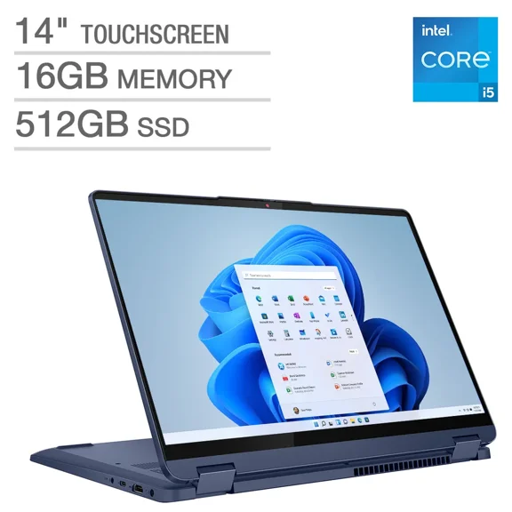 Restored Lenovo Flex 5i 14" Touchscreen 2-in-1 Laptop - 13th Gen Intel Core i5-1335U - Windows 11 - Abyss Blue
