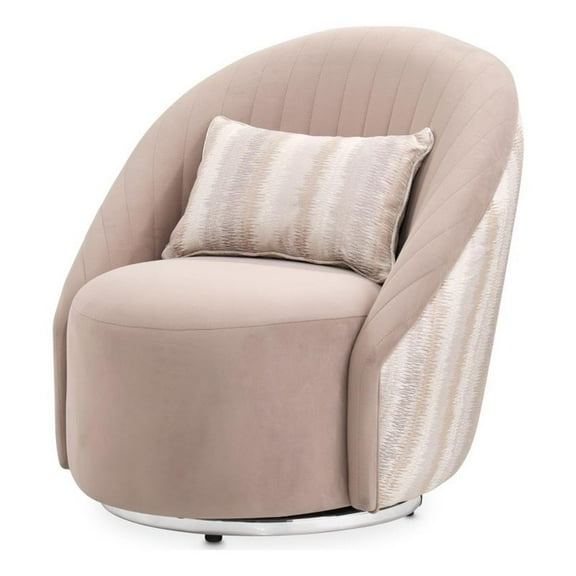 Michael Amini Lucca Velvet Swivel Chair - Malt/Tan