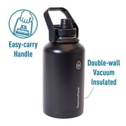 ThermoFlask 64 oz Double Wall Vacuum Insulated Stainless Steel Water Bottle with Chug Spout Lid, Pitch Black