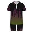 thumbnail image 5 of Traje deportivo de manga corta con cremallera y estampado de pintura informal para hombre Pompotops oipoqjl51490, 5 of 5
