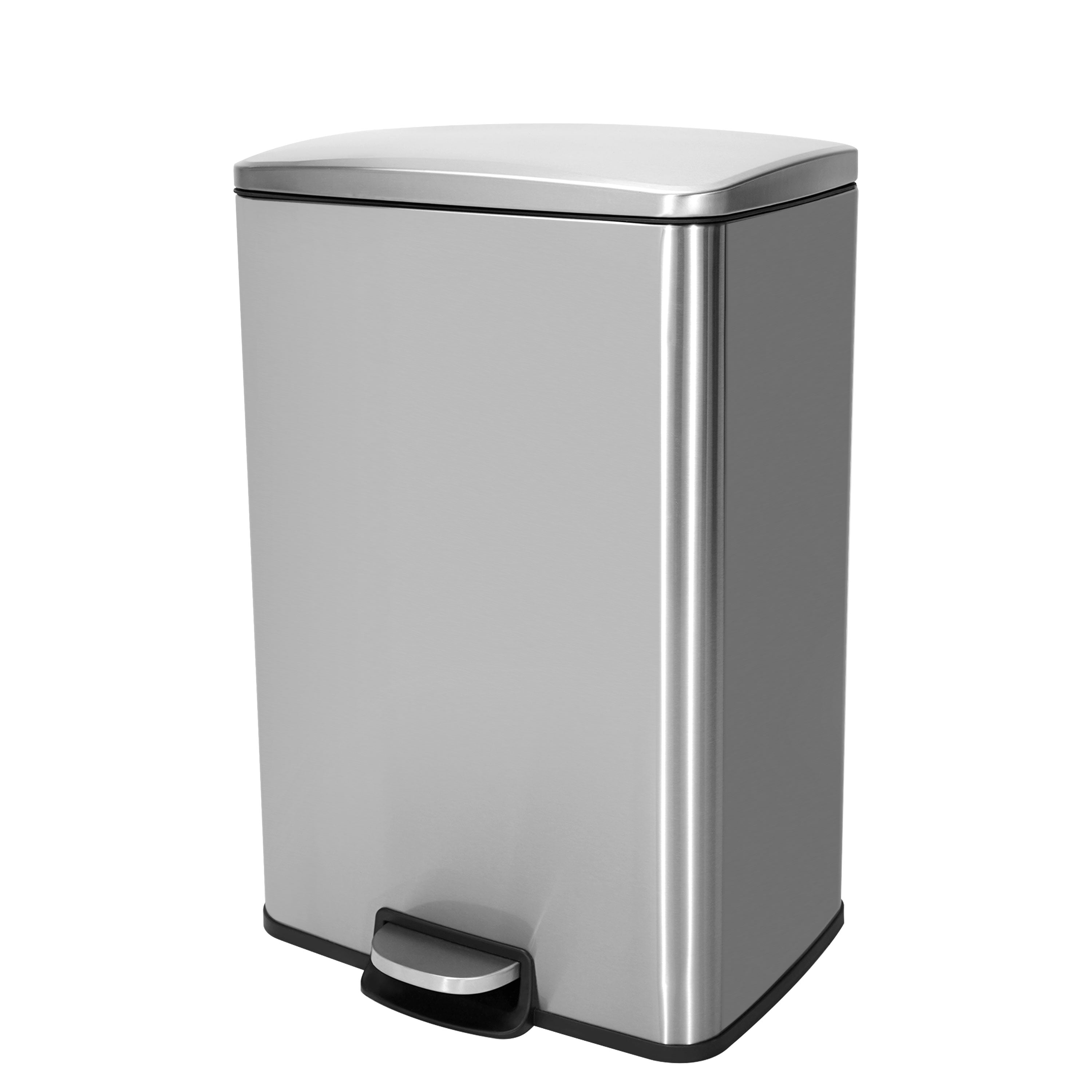 Innovaze 13 Gallon Stainless Steel Step Rectangular Kitchen Trash Can Rectangle Stainless Steel Garbage Can