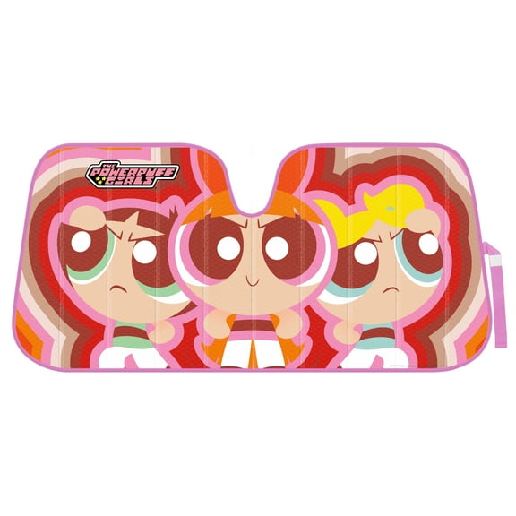 The Powerpuff Girls Car Windshield Sun Shade, Officially Licensed Accordion Style Sunshade for Car Window, Cute Cartoon Car Sun Shade Windshield for Front Window