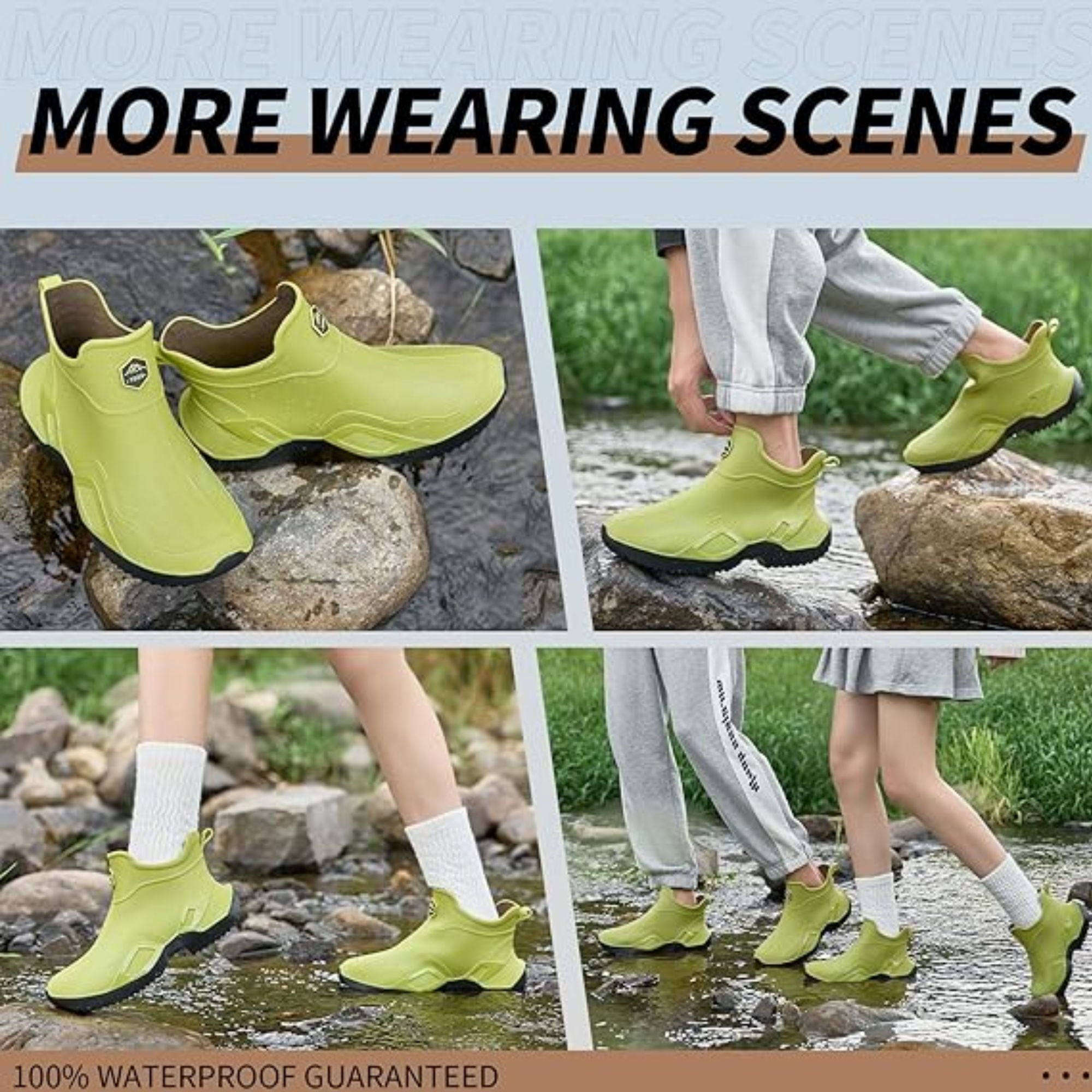 CHICVOMEY Women's Waterproof Rain Boots Anti-Slip Ankle Boots for Gardening Fishing Farming Boating Outdoor Work Traction Sole Short Rain Boots for Women & Men