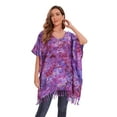 thumbnail image 3 of Beautybatik Orchid purple Batik Caftan Boho Hippie Women Tunic Top Blouse Plus Size 1X, 3 of 5