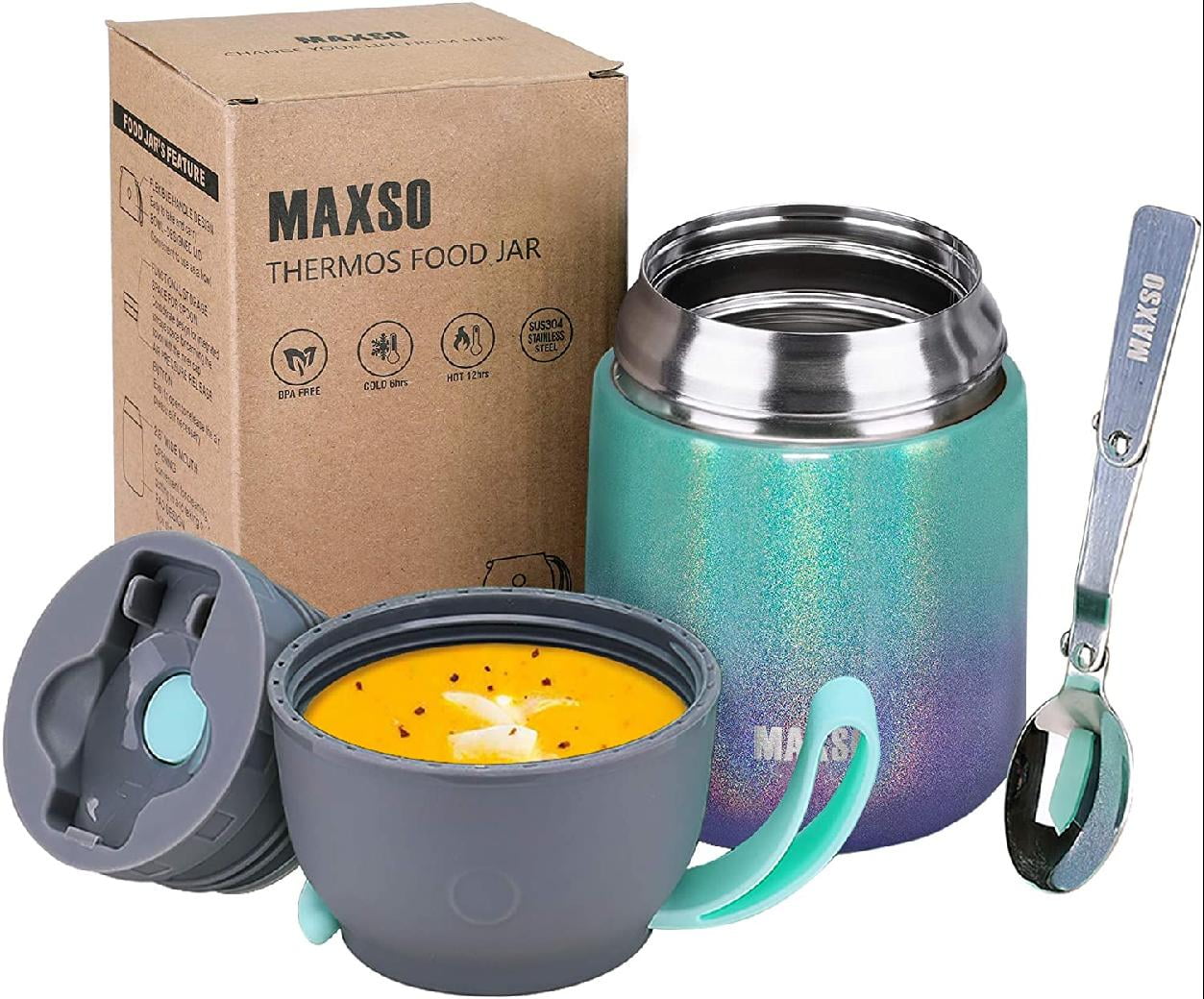 Thermos Food Jar for Hot & Cold Food for Kids Adult, 17 oz Set Soup