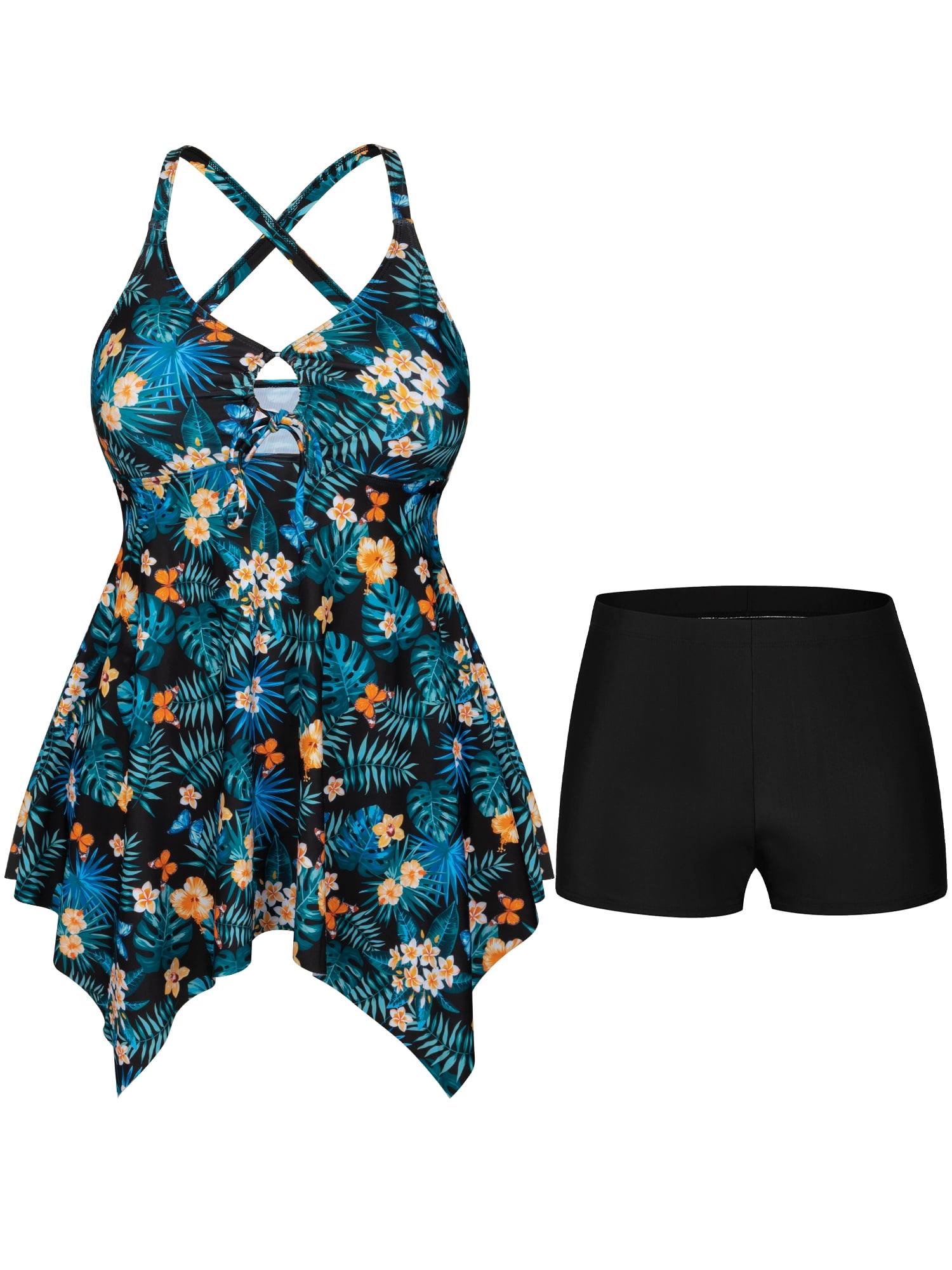 Women s Plus Size Tankini Swimsuits with Boyshorts Flowy