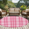 thumbnail image 5 of Valentine's Day Washable Round Area Rug 7 ft, Pink Plaid, Soft Non Slip Rugs Stain Repellent Indoor Felt Carpet for Living Dining Room Bedroom Home Office, 5 of 9