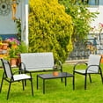 thumbnail image 4 of Costway 4 PCS Patio Furniture Set Sofa Coffee Table Steel Frame Garden Deck Gray, 4 of 8