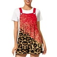 thumbnail image 2 of Virmaxy Women's Fashion Overalls Leopard Print Button Short Overalls For Women With Pockets Jumpsuit Wide Leg Overalls For Women Loose Fit Red M, 2 of 4