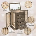 thumbnail image 3 of Sfugno Jewelry Box for Women, 5 Layer Large Wood Jewelry Boxes & Organizers for Necklaces Earrings Rings Bracelets, Rustic Jewelry Organizer Box with Drawers and Mirror,Weathered Gray, 3 of 7