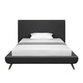 thumbnail image 3 of Soren Charcoal Linen Bed - Upholstered, Walnut Tapered Legs, Slats IncludedFull, 3 of 9