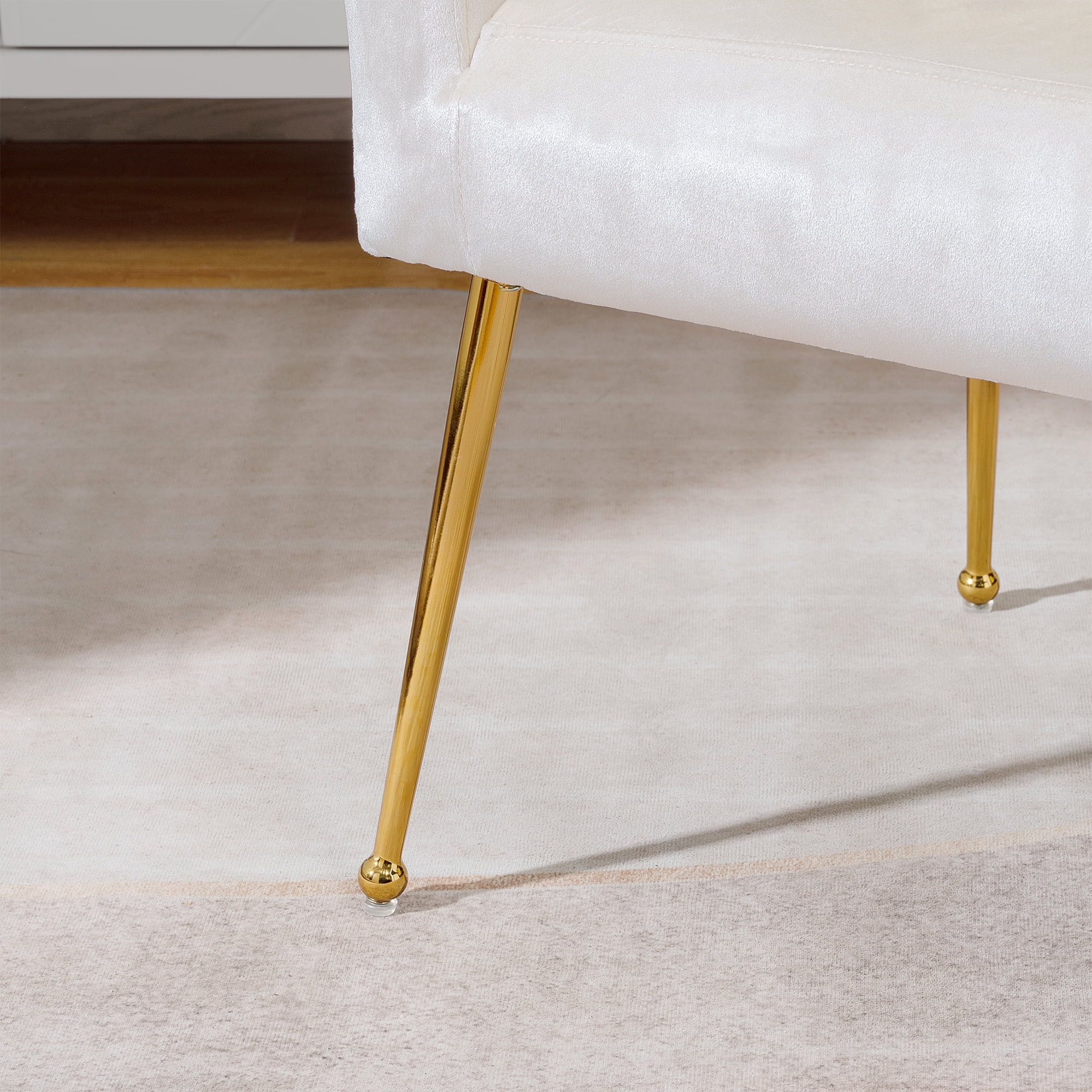 YYAo Velvet Accent Chair, Upholstered Comfy Armchair with Metal Legs for Bedroom, Living Room, White YYAo Velvet Accent Chair, Upholstered Comfy Armchair with Metal Legs for Bedroom, Living Room, White
