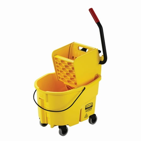 Rubbermaid Commercial Products WaveBrake 26 Quart Side Press Bucket and Wringer, Yellow