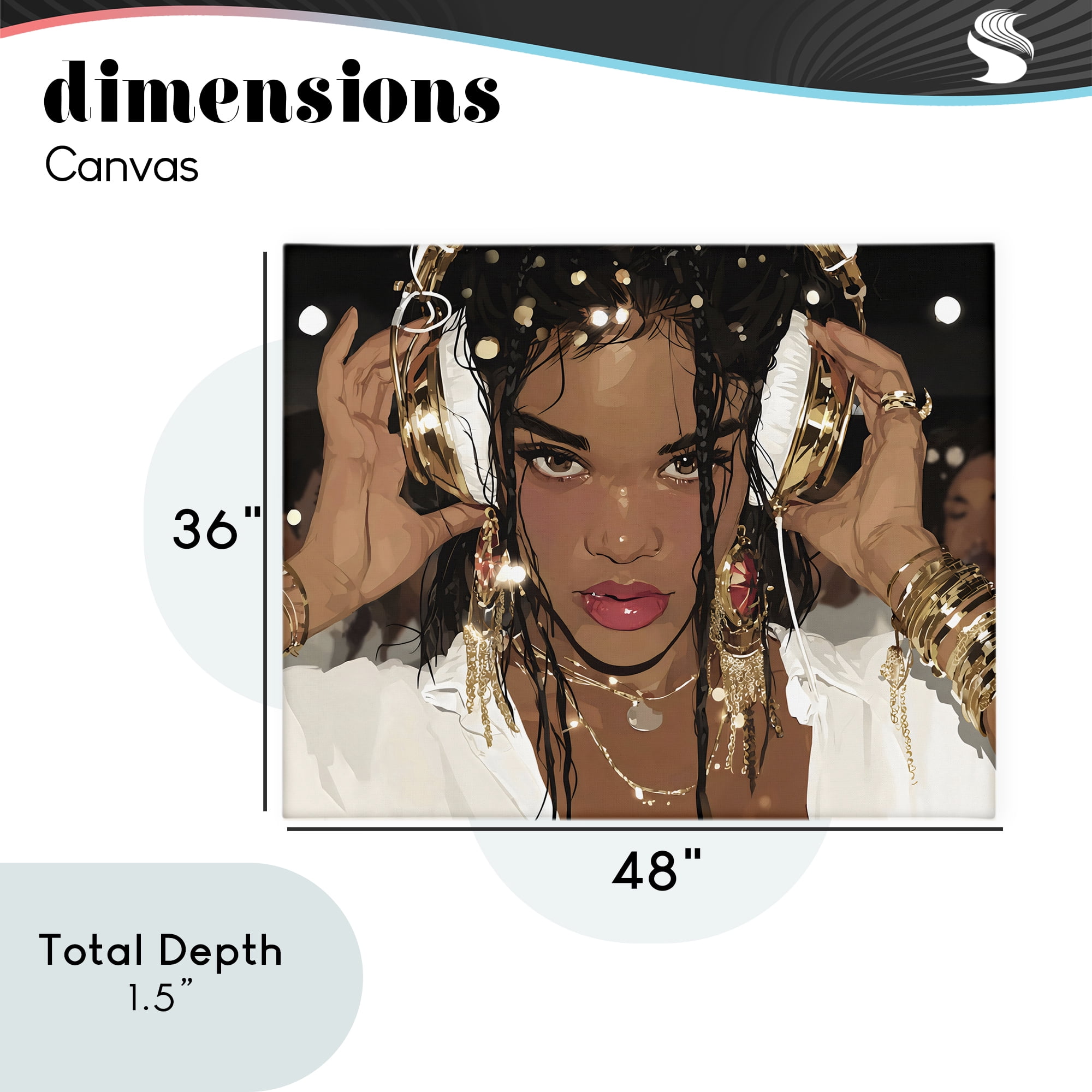 Stupell Industries Gold Headphones Glam Female Canvas Wall Art, design by Franklyn Gregory