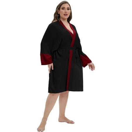 

Womens Robe Lightweight Comfortable Soft Long Sleeves Bathrobe Soft Sleepwear Ladies Loungewear S-XXL