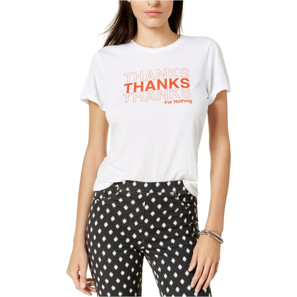 Kid Dangerous Kid Dangerous Womens Thanks Graphic TShirt, White