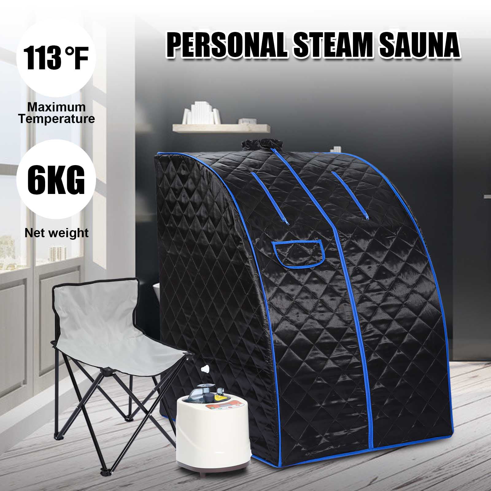 PUTAOYOU Portable Steam Sauna Spa Foldable Home Steam Sauna Upgrade 2L Steamer One Person Full Body Spa for Weight Loss Detox Therapy Relaxation at Home Lightweight Tent