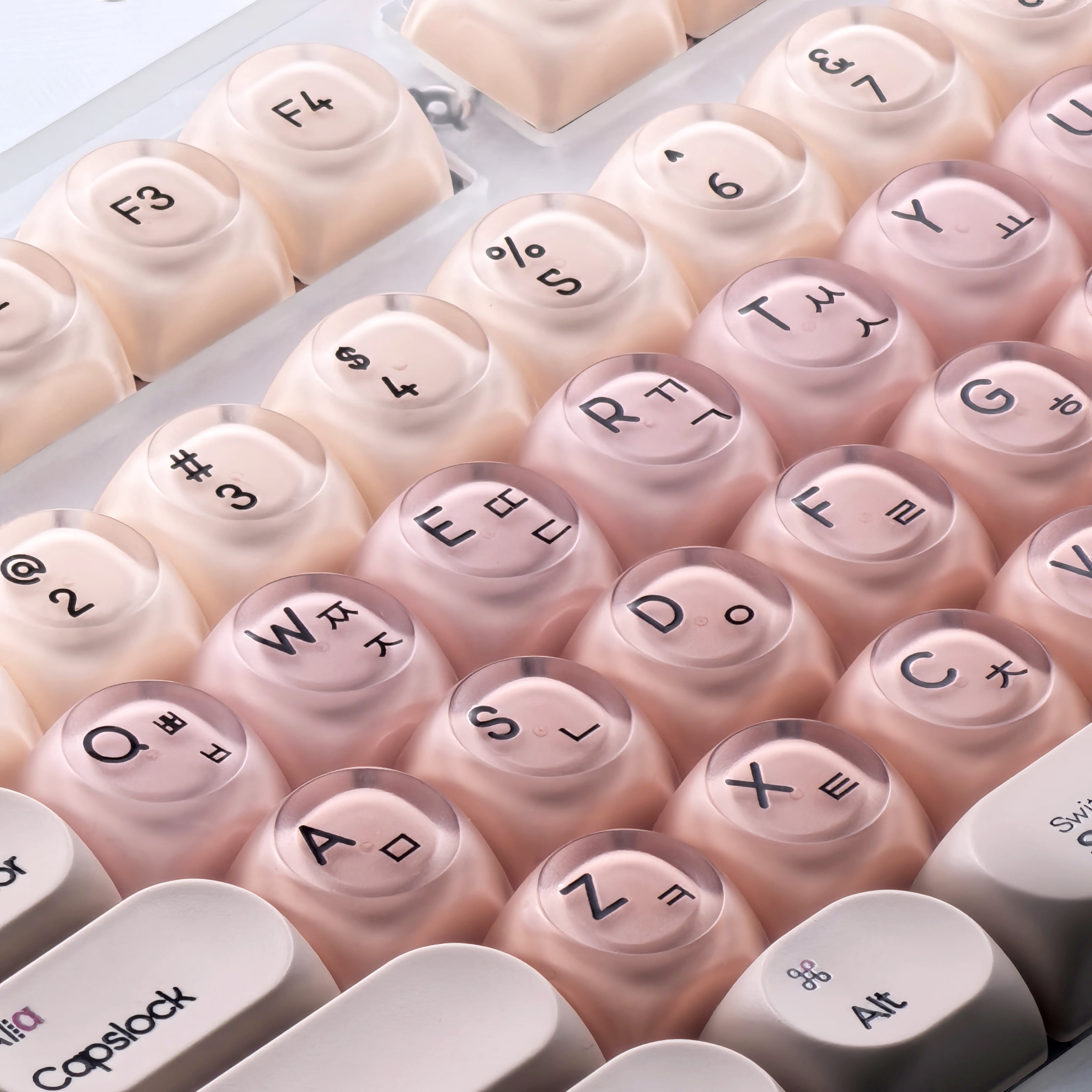 Pink Korean Keycaps Liquid Foundation 136 Keys Hoa Pbt+Pc Round Pink Cute Keycap Azerty/French/Thai Keyboard Keycaps