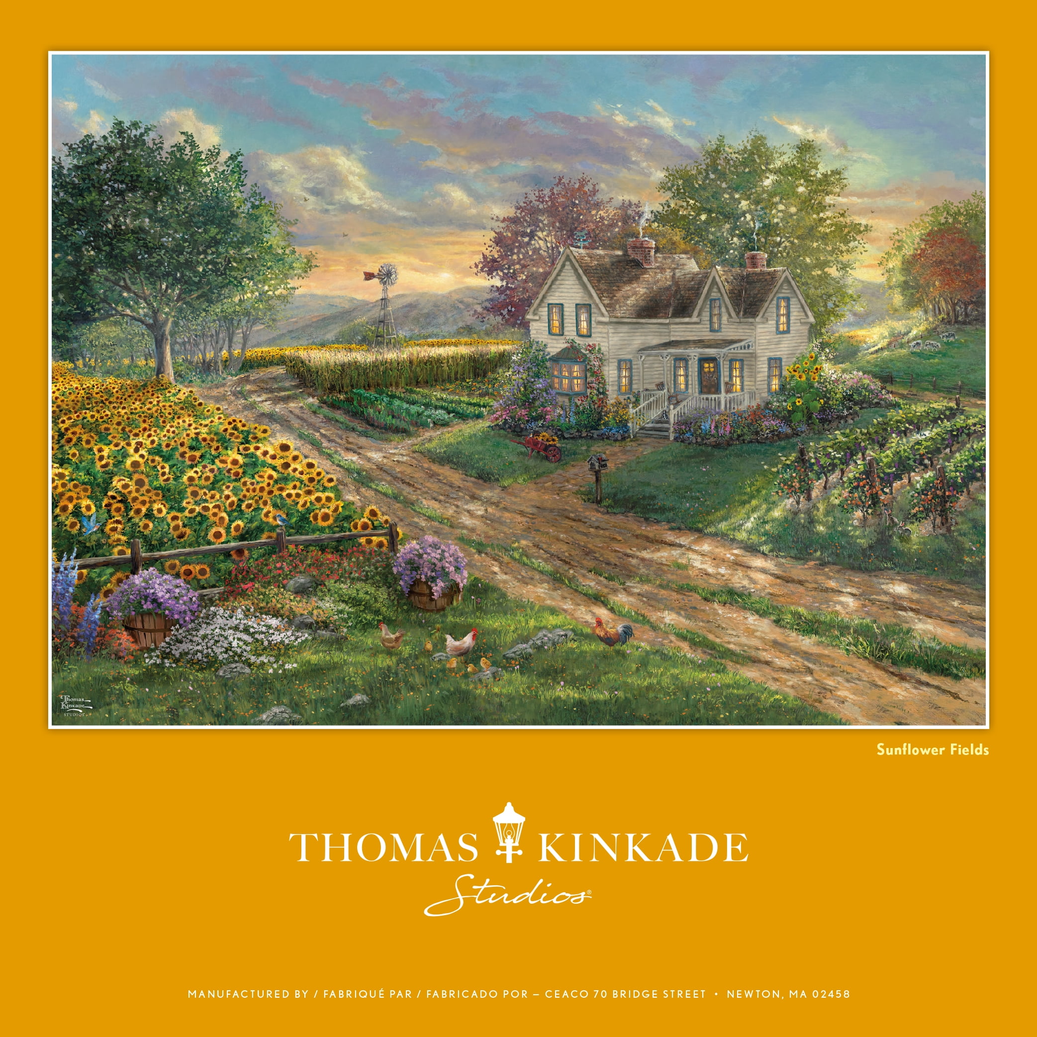 Ceaco - Thomas Kinkade - Sunflower Fields - 1000 Piece Interlocking Jigsaw Puzzle