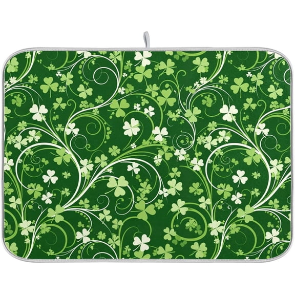 Patricks Day Clover Green (65) Dish Drying Mat for Kitchen Counter 18 x 24 Inches Rack Pads Microfiber Dry Dishes Drainer Mats Dish Drying Pad Tableware Countertops Decor