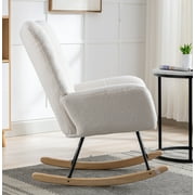 Clipeyh Indoor Internal iron frame structure+cushion board+sponge indoor Nursery, Living Room Rocking Chair, white