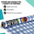 thumbnail image 3 of Exquisite 100 ft. x 40 in. Blue Gingham Plastic Tablecloth Roll - Blue Checkered Table Cover Roll Disposable, 3 of 10