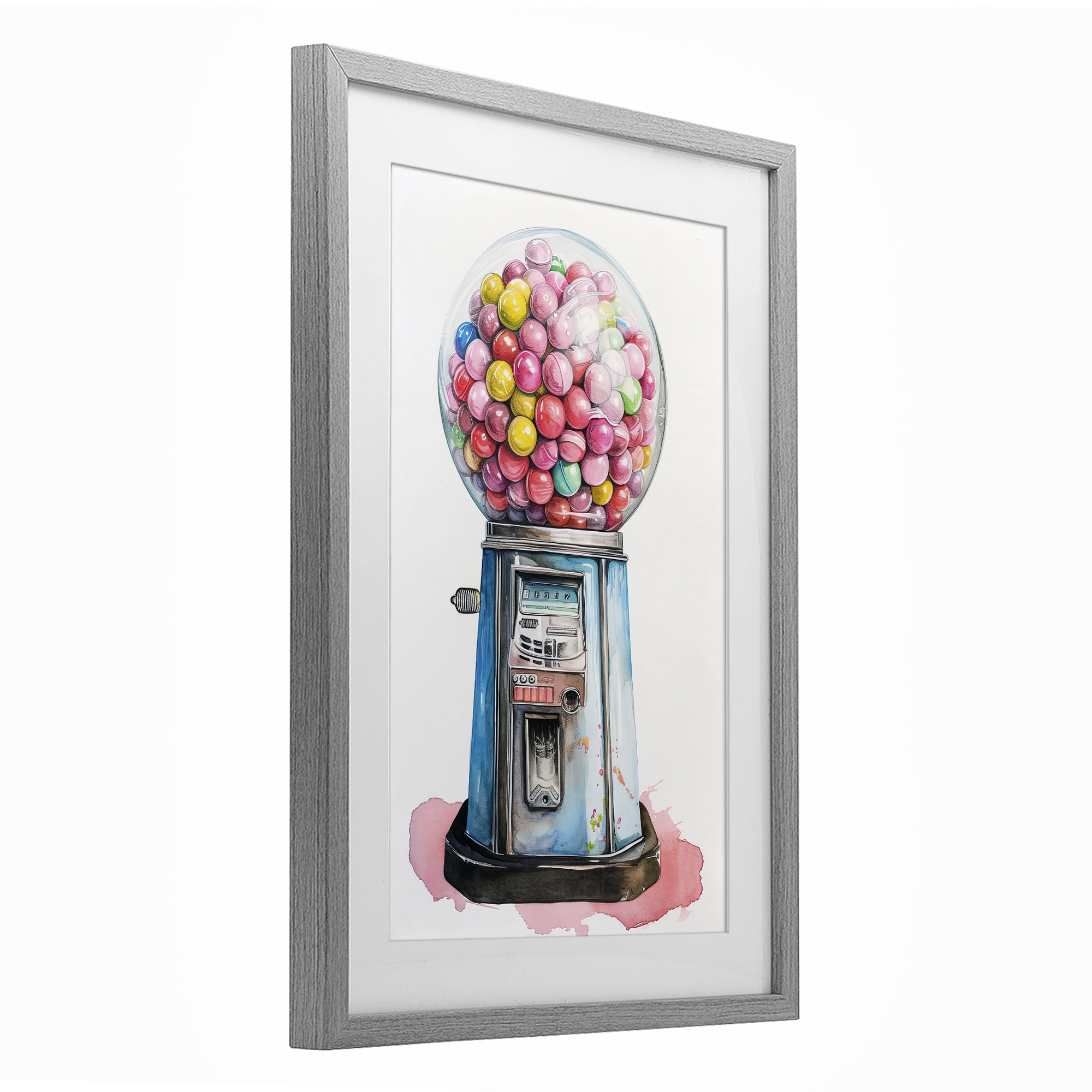 Stupell Industries Retro Gumball Machine Gray Framed Print Under Glass, design by Ray Powers