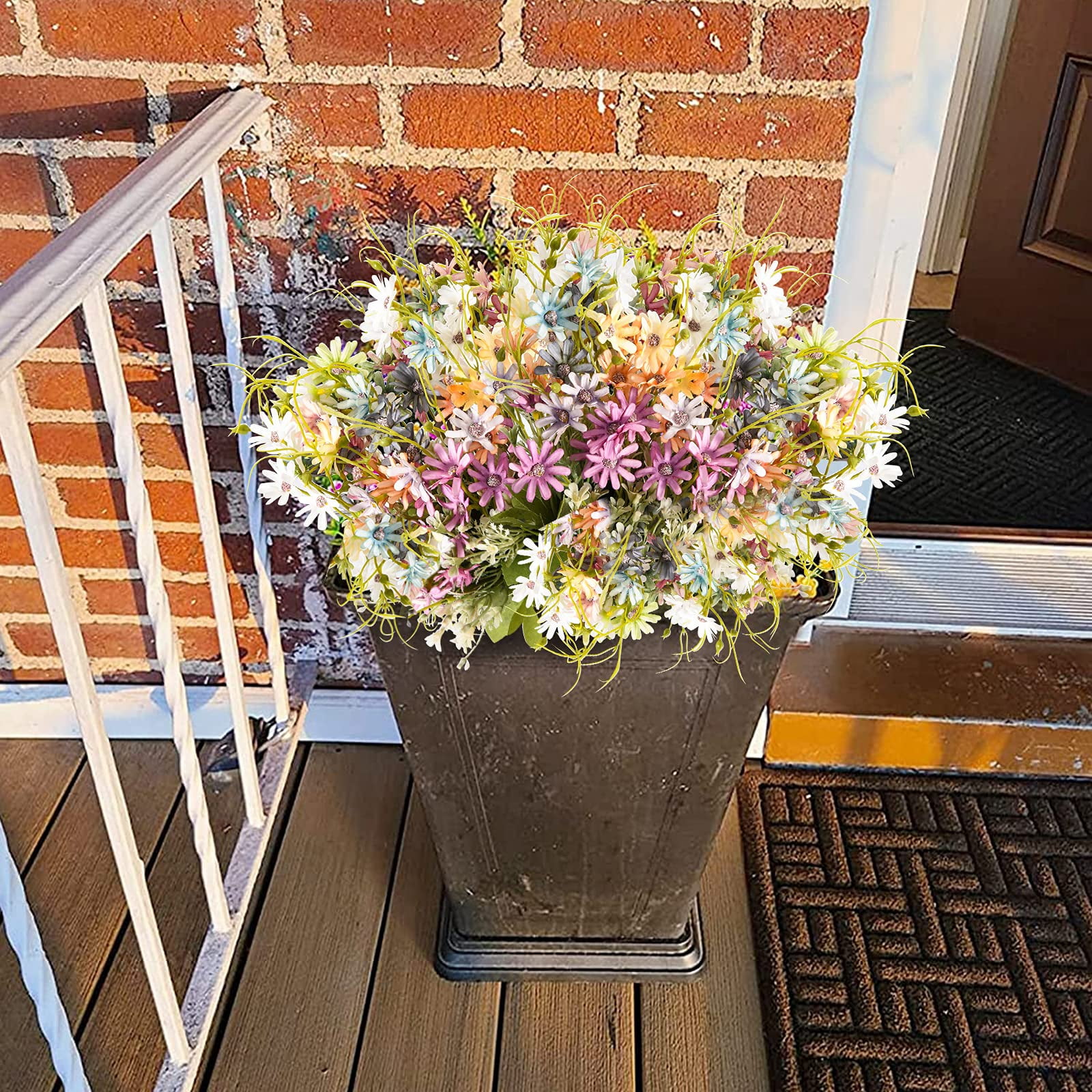 12 Bundles Wildflowers Artificial Flowers Outdoor Fake Daisy UV Resistant Silk Wild Flower Bouquets Faux Plants Plastic Greenery for Decoration Floral Arrangements Home Décor (Mix)