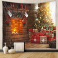 thumbnail image 1 of Tapiz navideño, bolas navideñas, muñeco de nieve, calcetines navideños, tapices, telón de fondo de granja, colgante de pared, 1 of 5