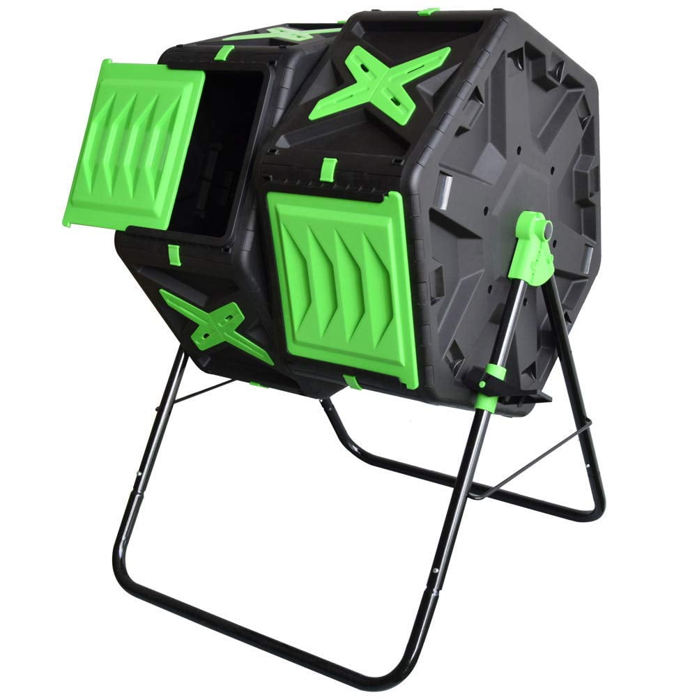 Buy EJWOX Dual Chamber Compost Tumbler Outdoor Composting Bin, Twin