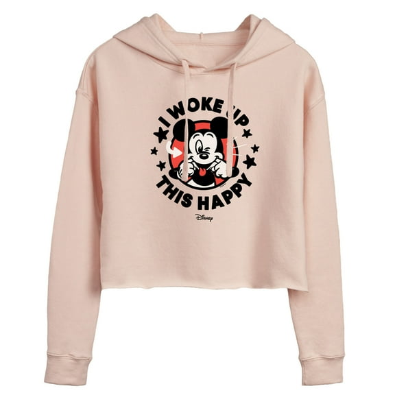 Disney - Mickey & Friends - Mickey Mouse - I Woke Up This Happy - Wink - Juniors Cropped Pullover Hoodie