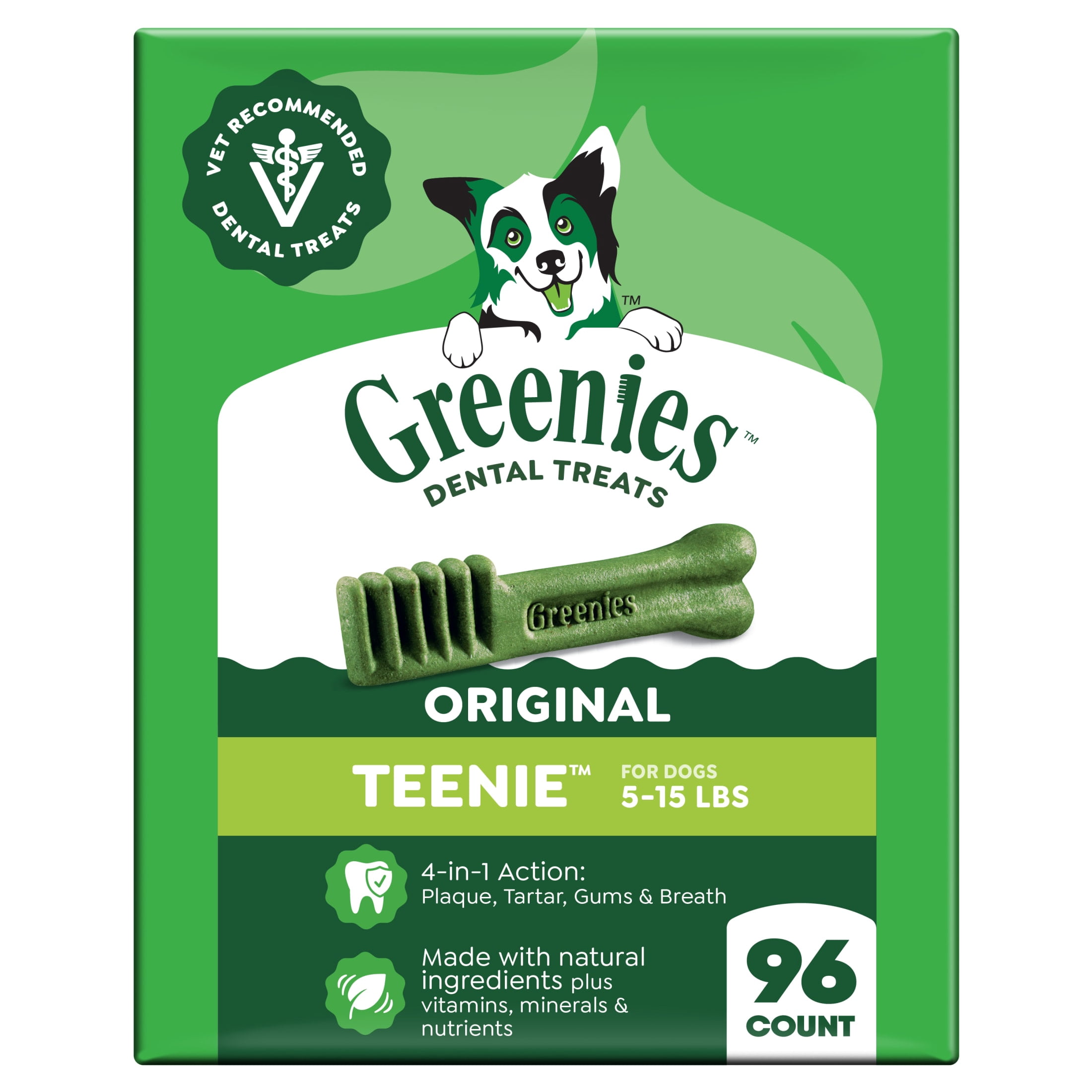 (2 pack) Greenies Original Flavor Adult Natural Dental Dog Treats Teenie Size, 27 oz Pack (96 Count)