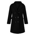 thumbnail image 4 of Women's 2025 Mid-Length Wool Blend Coat, Classic Trench Style Fall and Winter Overcoat, Knee-Length Warm Double-Breasted Jacket,Soft Lined Elegant Outerwear for Women,Timeless Casual Long Coat Black, 4 of 6