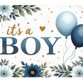 thumbnail image 4 of Floral Design Baby Shower Banner Blue Balloons Baby Announcement for Indoor Decoration Baby Party Celebration Newborn Event, 4 of 8