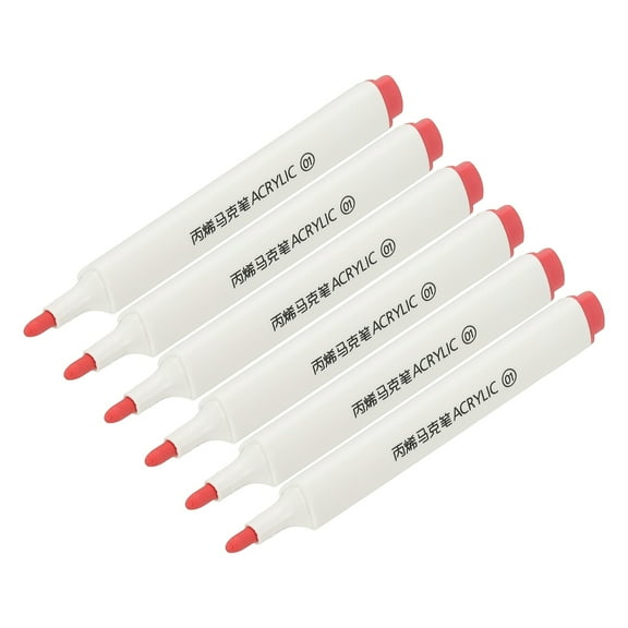 Acrylic Paint Marker Pens, 6Pcs Acrylic Paint Pens Waterproof Paint Art Marker Pen Water Based Paint Pen for DIY Craft, Red