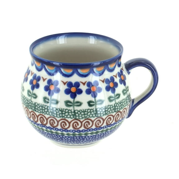Blue Rose Polish Pottery Aztec Flower Bubble Mug