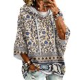 thumbnail image 2 of Oversized 3/4 Sleeve Hoodie for Women Retro Floral Graphic Pullover Hooded Sweatshirt Casual Y2K Fall Outfit, 2 of 6