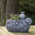 thumbnail image 2 of Northlight 15.5" Gray Snail, Flower, and Ladybug Outdoor Garden Planter, 2 of 6