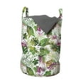 thumbnail image 1 of Tropical Laundry Bag, Exotic with Plants of Hawaiian Flora Hand Drawn Jungle Composition, Basket with Handles Drawstring Closure for Laundromats, 13" x 19", Green Magenta Pale Pink, by Ambesonne, 1 of 4