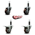 thumbnail image 2 of 3 Inch Maroon Poly Swivel 1 Inch Expanding Stem Caster Set 2 Total Lock Brakes, 2 of 2