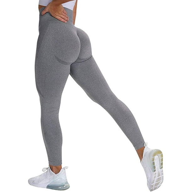 Seamless Leggings High Waisted Workout Yoga Gym Leggings for Women （Grey,S）