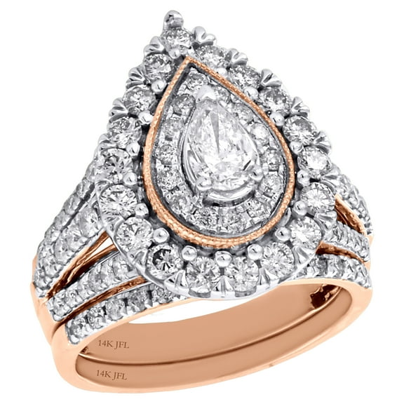 14K Rose Gold Marquise Solitaire Diamond Engagement   Wedding Bridal Set 2 CT.