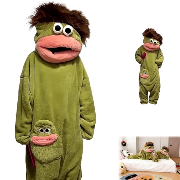 Funny Silly Onesie for Adults – Soft Plush Long Sleepwear, Cute Monster Design, Warm & Comfortable Home Wear(S)