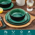 thumbnail image 4 of MALACASA 18 Piece Ceramic Dinnerware Set, Microwave and Dishwasher Safe, Stackable Plates and Bowls sets Service for 6, Green, 4 of 12